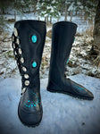 Crop Circles with turquoise inlays--8 button boots