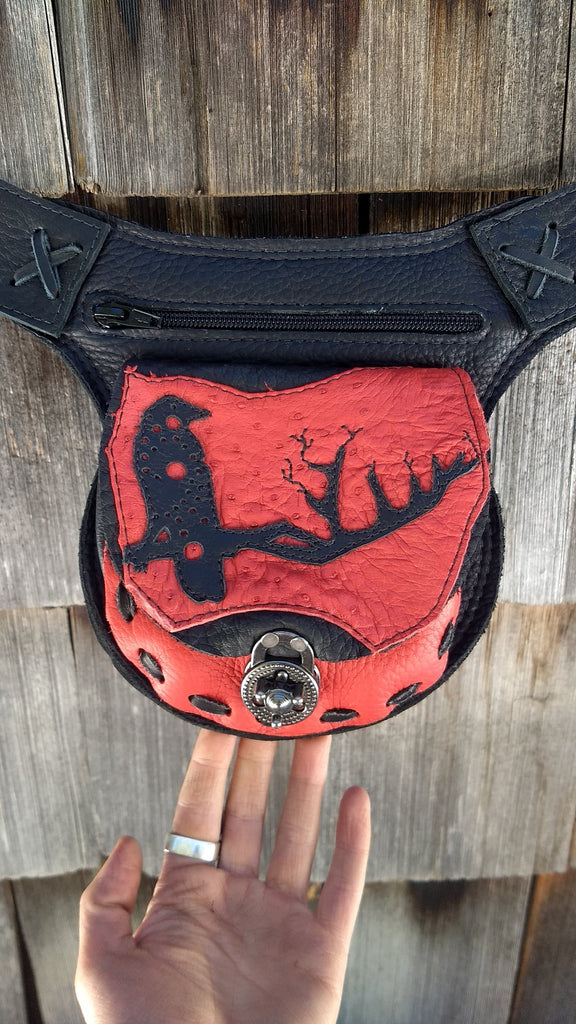 Leather Utility Belt Handmade Hip Belt Hiking Fanny Pack 